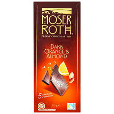 Dark Orange & Almond Chocolate Bars 5 Pack 125g
