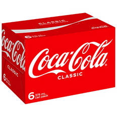 Coca-Cola Classic Soft Drink Multipack 6x375mL.