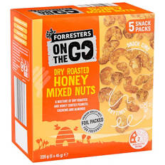 On The Go Dry Roasted Honey Mixed Nuts 5 Pack 225g