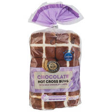 Chocolate Hot Cross Buns 6 Pack 450g