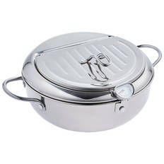 Frying Pot with Thermometer or Deep Frying Pot with Oil Strainer