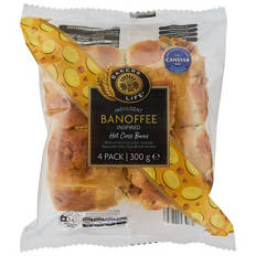 Indulgent Banoffee Inspired Hot Cross Buns 4 Pack 300g