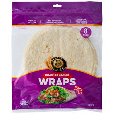 Roasted Garlic Wraps 8 Pack 560g