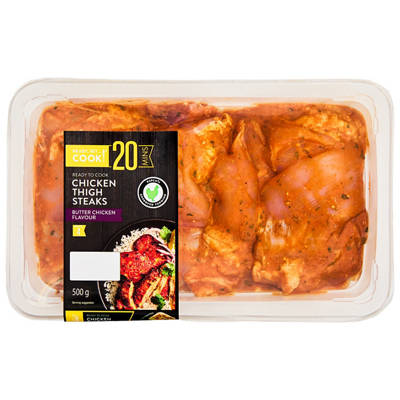 Butter Chicken Marinated Chicken Thigh Steaks 500g