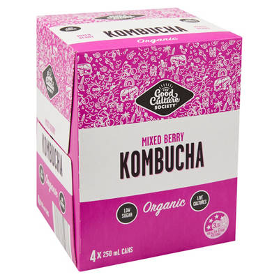 THE GOOD CULTURE SOCIETY Mixed Berry Kombucha 4x250ml