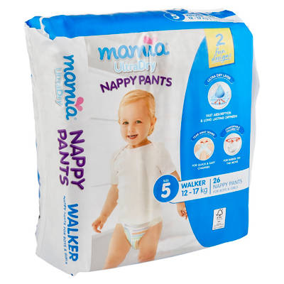 MAMIA Size 5 Nappy Pants 12-17kg 26 Pack, 17kg — Aldi