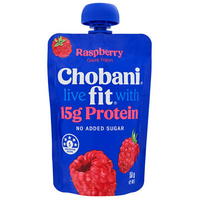 CHOBANI Fit Raspberry Greek Yogurt Protein Pouch 150g, 150g — Aldi