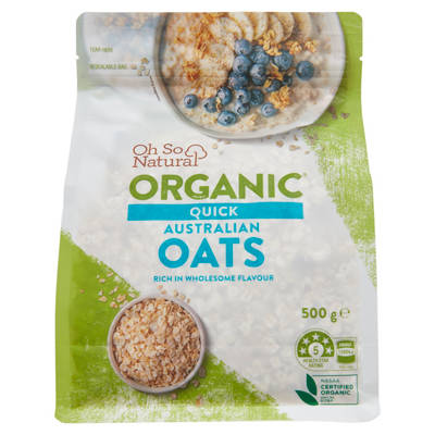 OH SO NATURAL ORGANIC Organic Quick Australian Oats 500g
