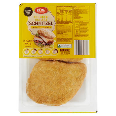 BERG Cooked Chicken Breast Schnitzels 2 Pack 200g