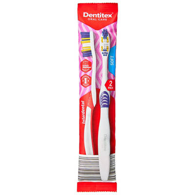 DENTITEX Toothbrush 2 Pack, Soft Bristle