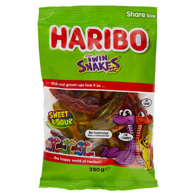 HARIBO Sweet and Sour Twin Snakes 280g