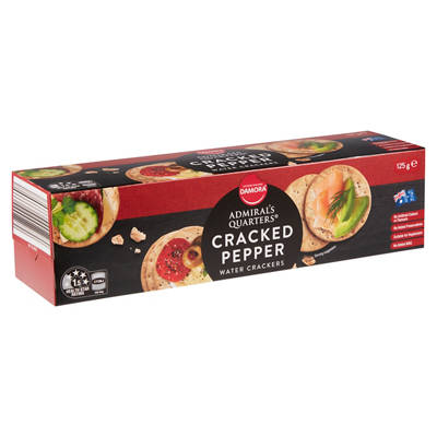 DAMORA SATISFIED SNACKING Admiral's Quarters Cracked Pepper Water Crackers 125g