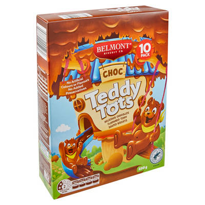 BELMONT BISCUIT CO. Choc Teddy Tots Biscuits 10 Pack 250g