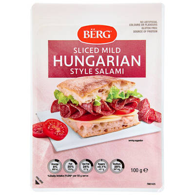 BERG Mild Hungarian Sliced Salami 100g