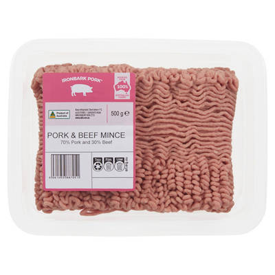 IRONBARK PORK Pork And Beef Mince 500g, 500g — Aldi