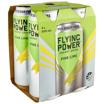 Flying Power Energy Drink Pine Lime 4 Pack 500ml