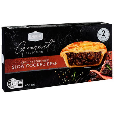 Chunky Sous Vide Slow Cooked Beef Pies 2 Pack 400g