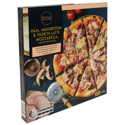 SPECIALLY SELECTED Ham, Mushroom & Fior di Latte Mozzarella Wood Fired Pizza 420g