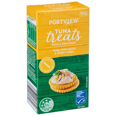 PORTVIEW Mayo And Sweetcorn Tuna Treats With Crackers 112g