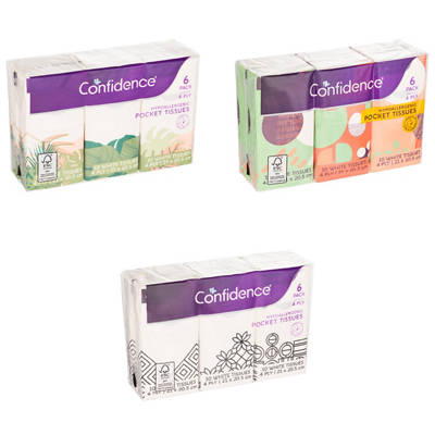 CONFIDENCE Facial Tissues 6 Pack x 10 Tissues