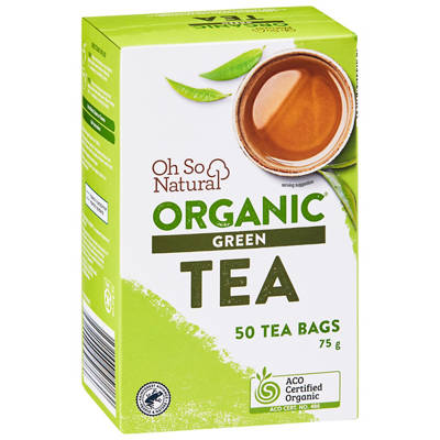 OH SO NATURAL ORGANIC Organic Green Tea Bags 50 Pack 75g, 75g — Aldi