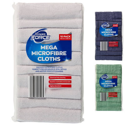 POWER FORCE Microfibre Cloths Mega 10 Pack