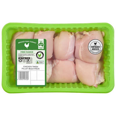 BROAD OAK FARMS Free Range Chicken Thigh Fillet Bulk Pack per kg