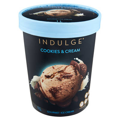 INDULGE Cookies & Cream Gourmet Ice Cream 1L
