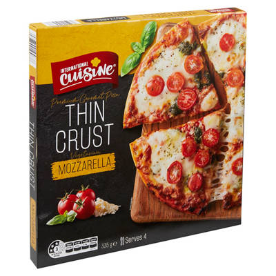 INTERNATIONAL CUISINE Mozzarella Thin Crust Vegetarian Pizza 335g