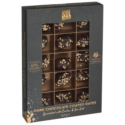 BRANDED Dark Chocolate Coated Dates 167g