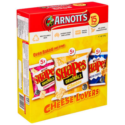ARNOTT'S Cheese Lovers Snack Packs 15 Packs 375g