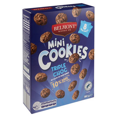 BELMONT BISCUIT CO. Mini Cookies Triple Choc 8 Pack 180g