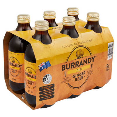 BURRANDY Diet Ginger Beer 6x375ml