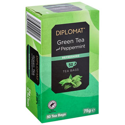 DIPLOMAT Green Tea Mint 50 Tea Bags 75g