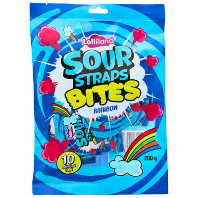 LOLLILAND Sour Strap Bites Rainbow 200g
