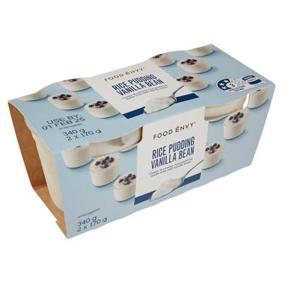 FOOD ENVY Rice Pudding Vanilla Bean 2 Pack 170g