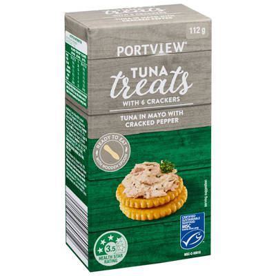 PORTVIEW Mayo With Cracked Pepper Tuna Treat with Crackers 112g