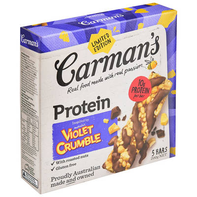 CARMAN'S Violet Crumble Protein Bars 200g 5 Pack