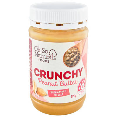 OH SO NATURAL FOODS Natural Peanut Butter Crunchy 375g