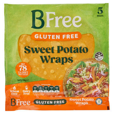 BFREE Gluten Free Sweet Potato Wraps 5 Pack 210g