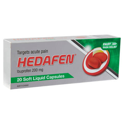 HEDAFEN Ibuprofen Liquid Gel Capsules 20 Pack 200mg