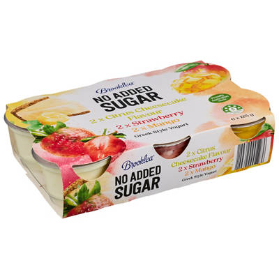 BROOKLEA Greek Style No Added Sugar Yogurt 6x125g