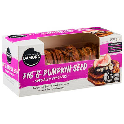 DAMORA Fig & Pumpkin Seed Crackers 100g
