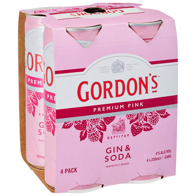 GORDON'S Pink Gin and Soda 4x250ml