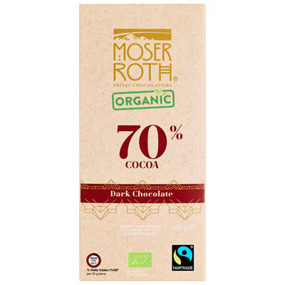MOSER ROTH Organic 70% Cocoa Dark Chocolate 100g