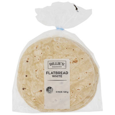 BILLIE'S BAKEHOUSE Flatbread White 6 Pack 528g