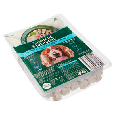 NATURAL ELEMENTS PET NUTRITION Dog Food Meatballs Chicken with Rice, Carrot and Spinach 900g