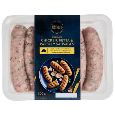 SPECIALLY SELECTED Chicken, Fetta & Parsley Sausages 500g