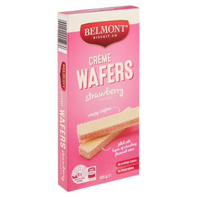 BELMONT BISCUIT CO. Strawberry Flavoured Crème Wafers 125g
