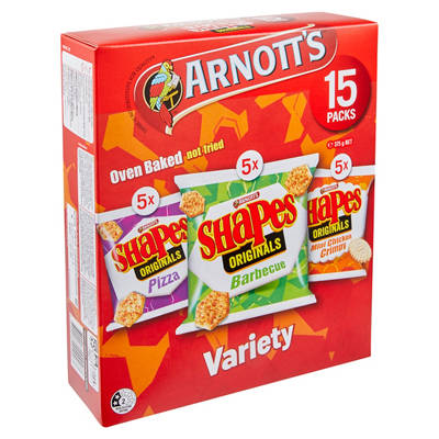ARNOTT'S Shapes Multipack Cracker Biscuits Variety 15 pack